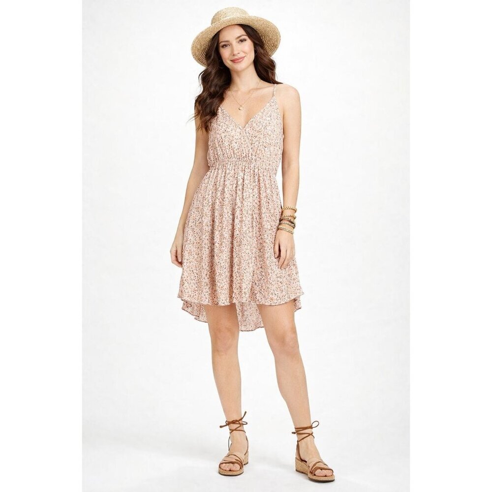 Millibon Women's Mini Dress Sleeveless Pullover Beige Size S Casual Boho